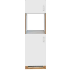 Küchenschrank für Kühlschrank und Backofen Sorrella 2 Türen - weiß/Eiche