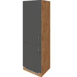 Küchenschrank für Kühl- und Gefrierschrank Sorrella - anthrazit/eiche