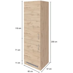 Küchenschrank für Kühl- und Gefrierschrank Sorrella - weiß/eiche