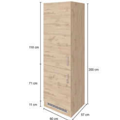Küchenschrank für Kühl- und Gefrierschrank Sorrella - Eiche