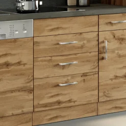 Küchenschrank für Kochplatte Sorrella 3 Schubladen - Eiche/Beton