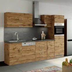 Küchenschrank für Kochplatte Sorrella 3 Schubladen - Eiche/Beton