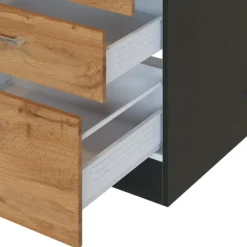 Held Küchenschrank für Kochplatte Sorrella 3 Schubladen - Eiche/Graphit