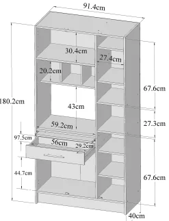 Küchenschrank Louise für Mikrowelle - weiß/Eiche