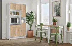 Küchenschrank Louise für Mikrowelle - weiß/Eiche