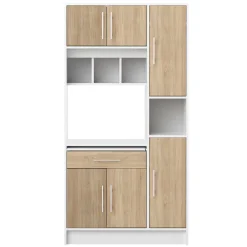 Küchenschrank Louise für Mikrowelle - weiß/Eiche