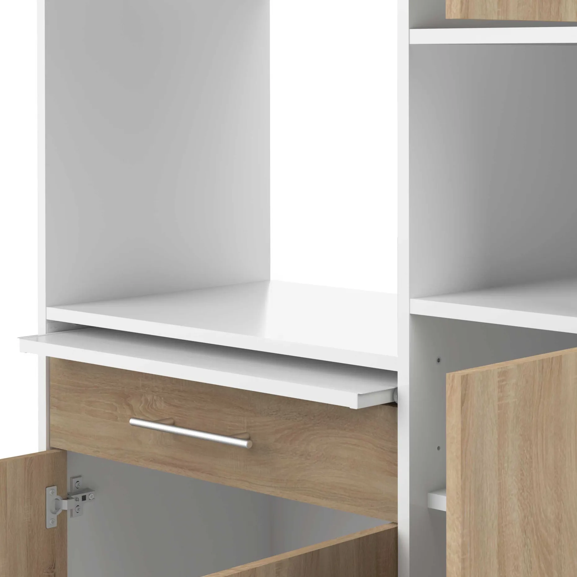 Küchenschrank Louise für Mikrowelle - weiß/Eiche
