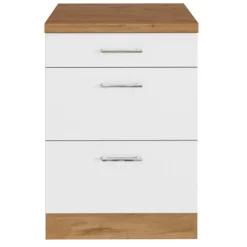 Küchenschrank Sorrella 50cm 3 Schubladen - weiß/Eiche