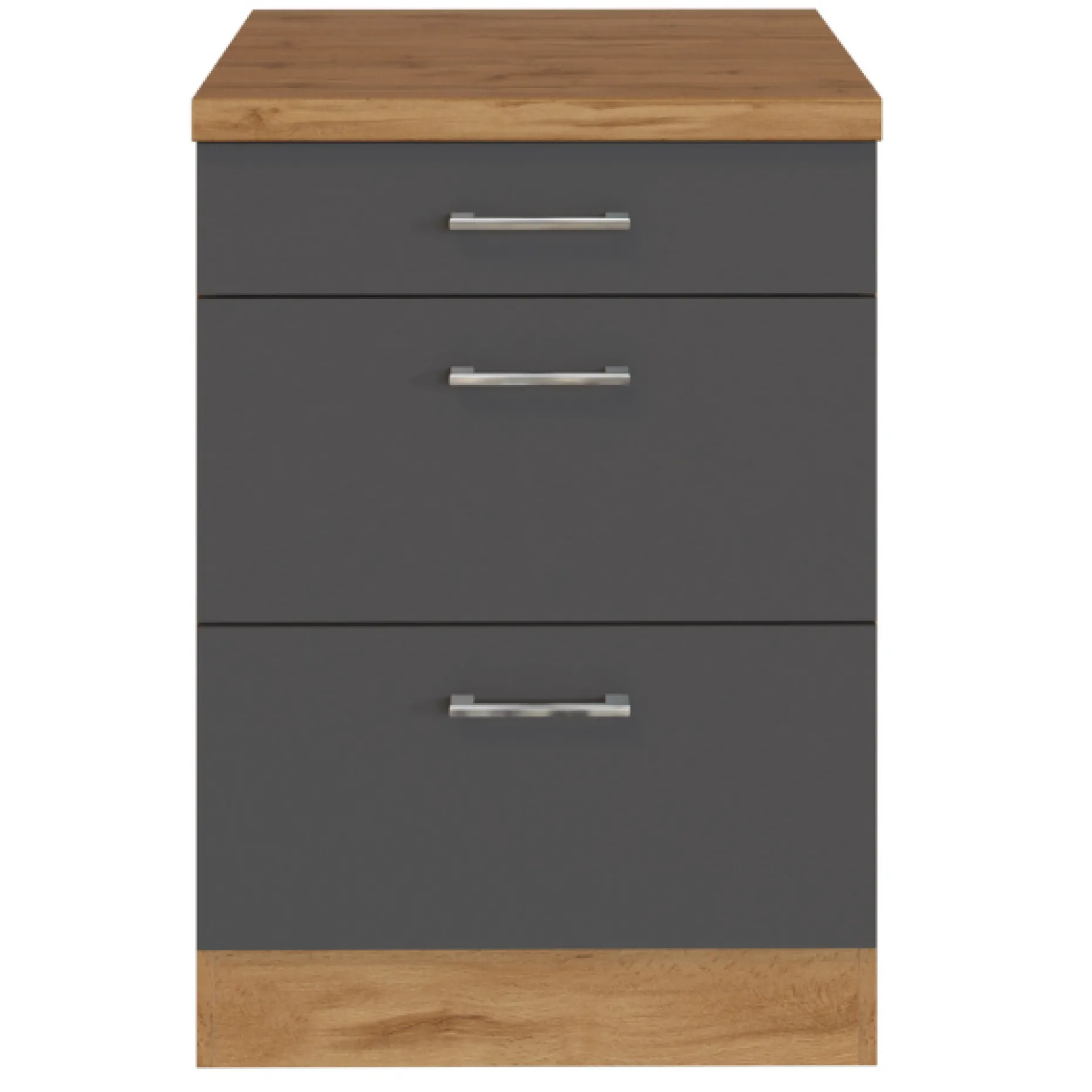 Küchenschrank Sorrella 50cm 3 Schubladen - anthrazit/eiche