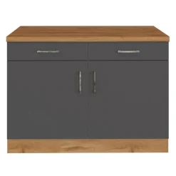 Küchenschrank Sorrella 100cm 2 Türen und 2 Schubladen - Anthrazit/Eiche