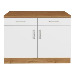 Küchenschrank Sorrella 100cm 2 Türen und 2 Schubladen - weiß/Eiche