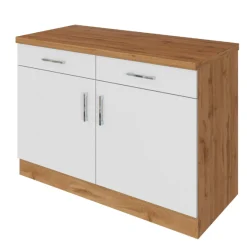 Küchenschrank Sorrella 100cm 2 Türen und 2 Schubladen - weiß/Eiche
