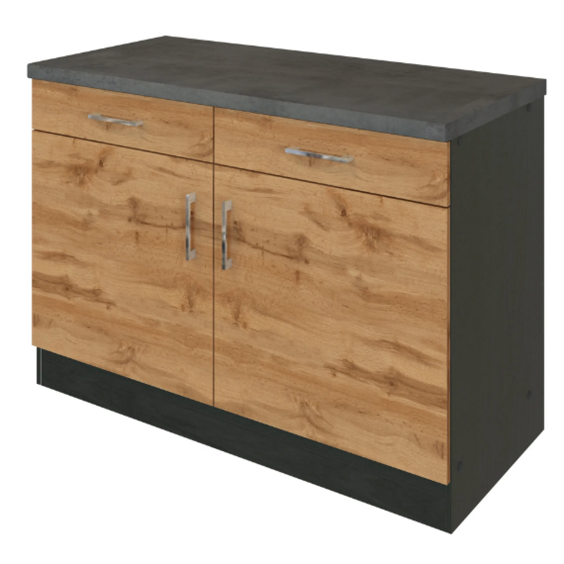 Held Küchenschrank Sorrella 100cm 2 Türen und 2 Schubladen - Eiche/Graphit