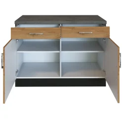 Held Küchenschrank Sorrella 100cm 2 Türen und 2 Schubladen - Eiche/Graphit
