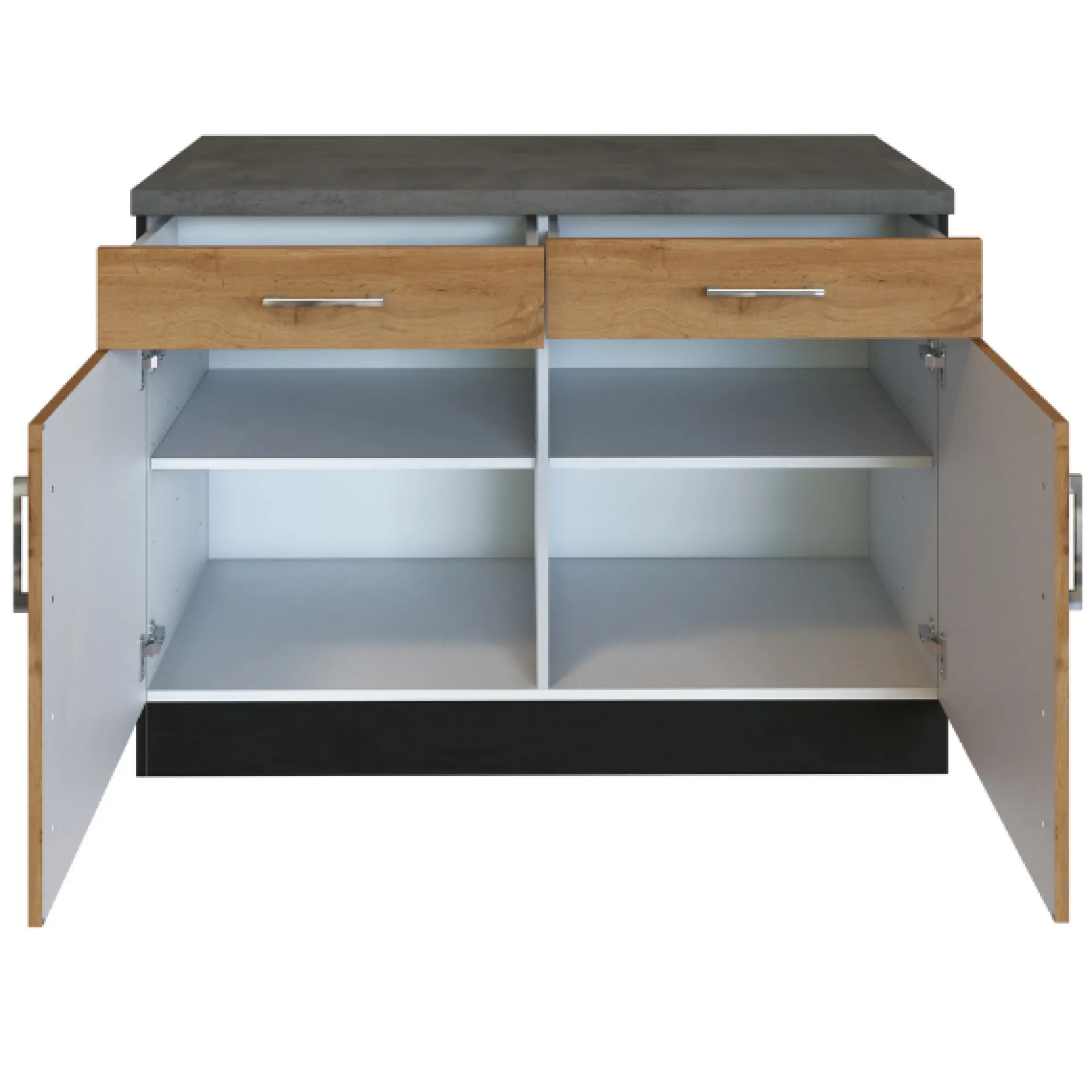 Held Küchenschrank Sorrella 100cm 2 Türen und 2 Schubladen - Eiche/Graphit