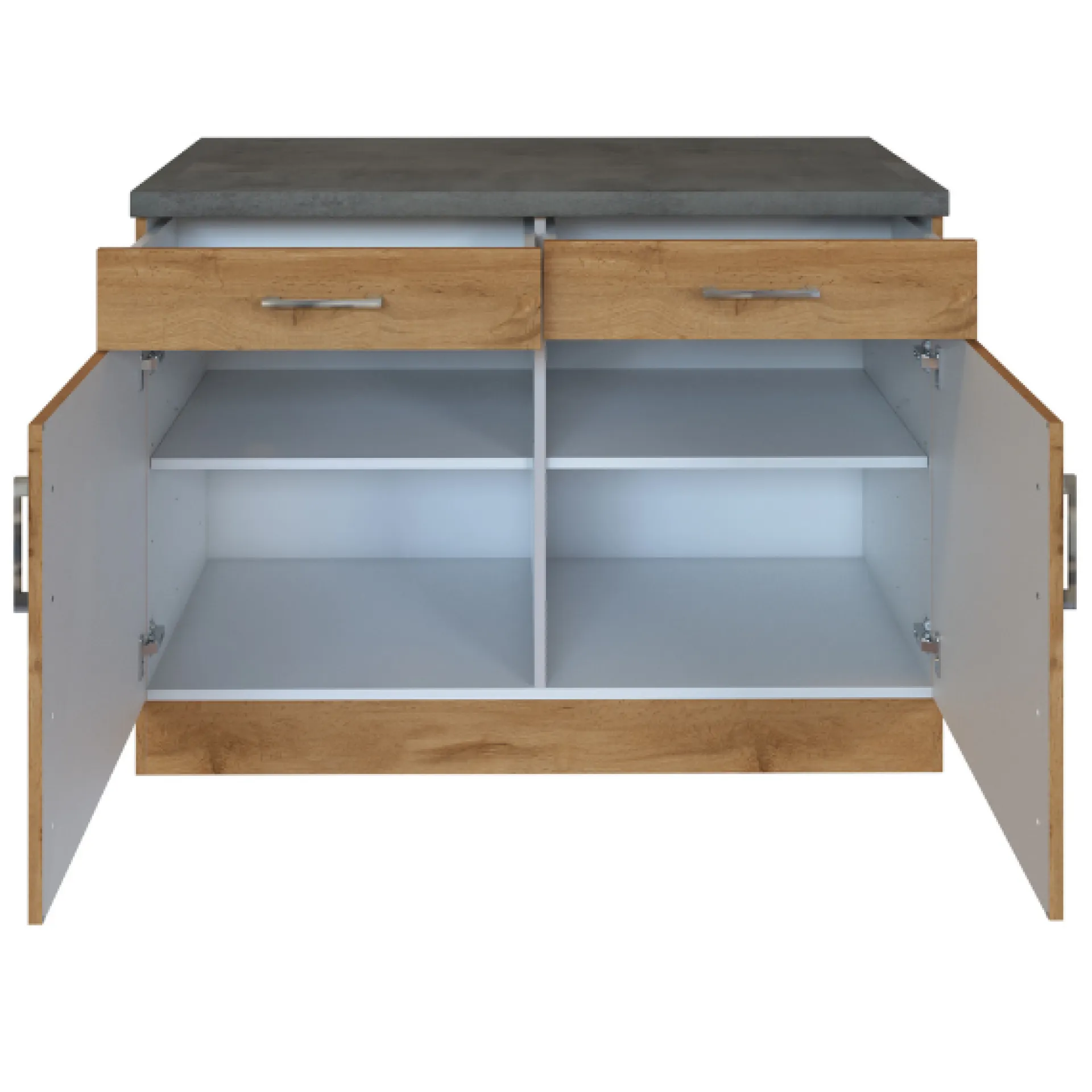 Held Küchenschrank Sorrella 100cm 2 Türen und 2 Schubladen - Eiche/Beton