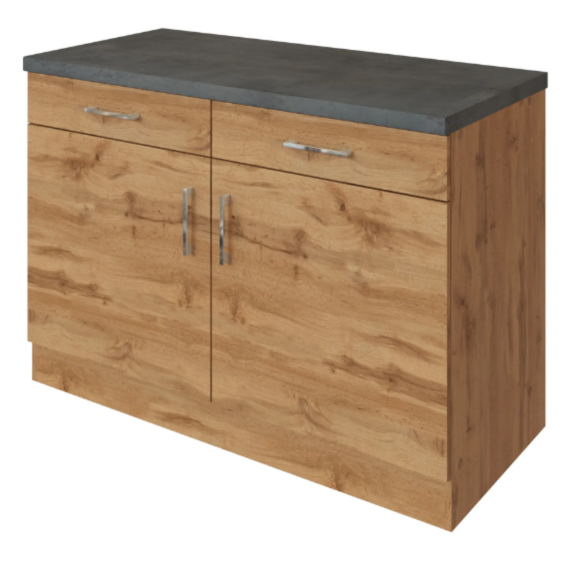 Held Küchenschrank Sorrella 100cm 2 Türen und 2 Schubladen - Eiche/Beton