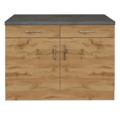 Held Küchenschrank Sorrella 100cm 2 Türen und 2 Schubladen - Eiche/Beton