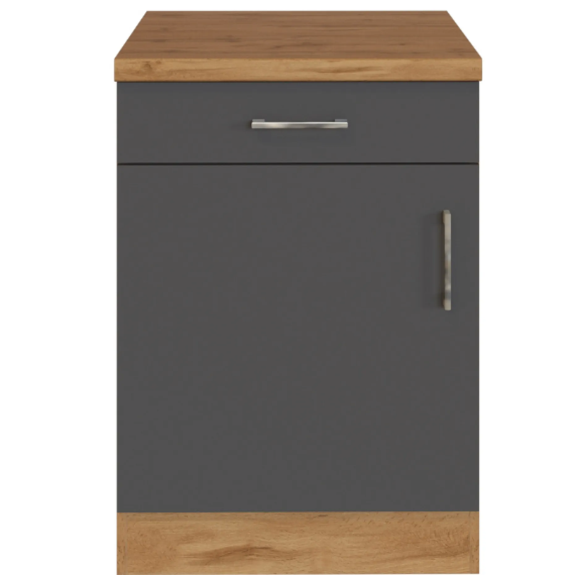 Küchenschrank Sorrella 50cm 1 Tür und 1 Schublade - Anthrazit/Eiche