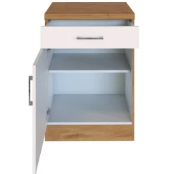 Küchenschrank Sorrella 50cm 1 Tür und 1 Schublade - weiß/Eiche