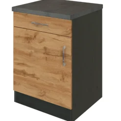 Held Küchenschrank Sorrella 50cm 1 Tür und 1 Schublade - Eiche/Graphit