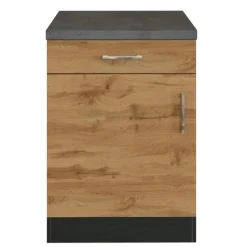 Held Küchenschrank Sorrella 50cm 1 Tür und 1 Schublade - Eiche/Graphit