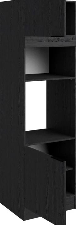 Küchensäulenschrank Anna - 60x58x210cm - 2 Türen - Eiche schwarz Dekor