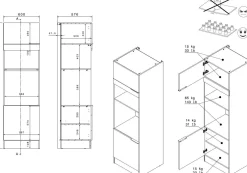 Küchensäulenschrank Anna - 60x58x210cm - 2 Türen - Eiche schwarz Dekor