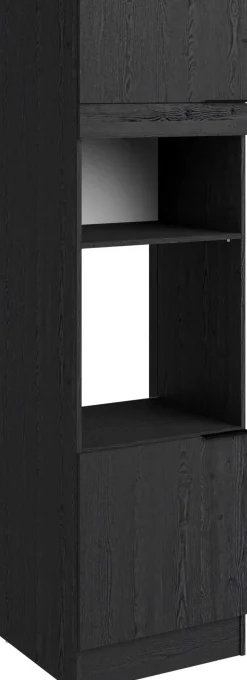 Küchensäulenschrank Anna - 60x58x210cm - 2 Türen - Eiche schwarz Dekor