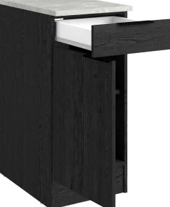 Küchenunterschrank Anna - 40x60x87cm - 1 Tür und 1 Schublade - Eiche schwarz Dekor/weißer Stein