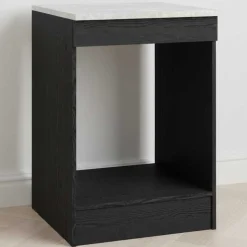 Küchenunterschrank Anna - 60x60x87cm - für Backofen oder Geschirrspüler - Eiche schwarz Dekor/weißer Stein