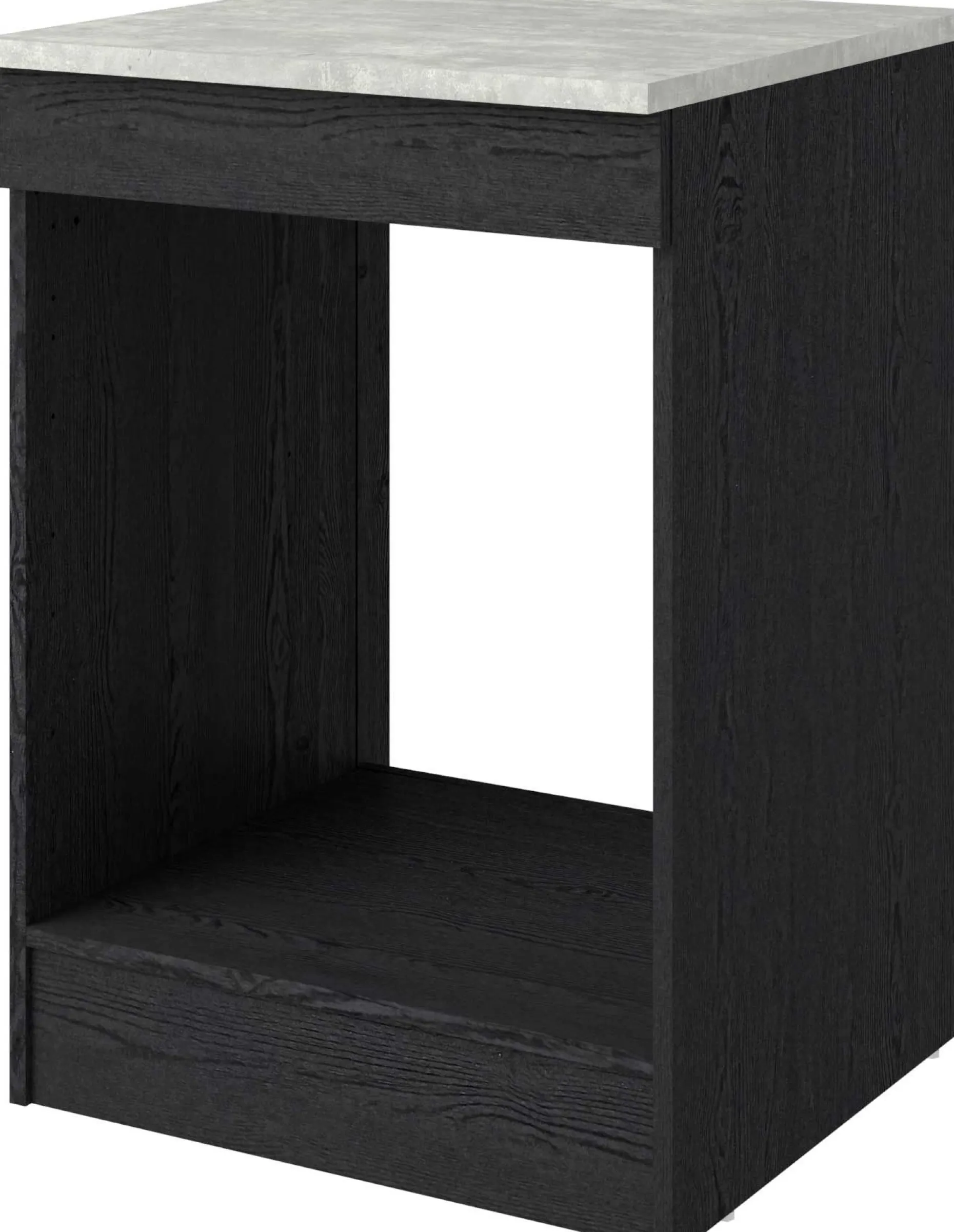 Küchenunterschrank Anna - 60x60x87cm - für Backofen oder Geschirrspüler - Eiche schwarz Dekor/weißer Stein
