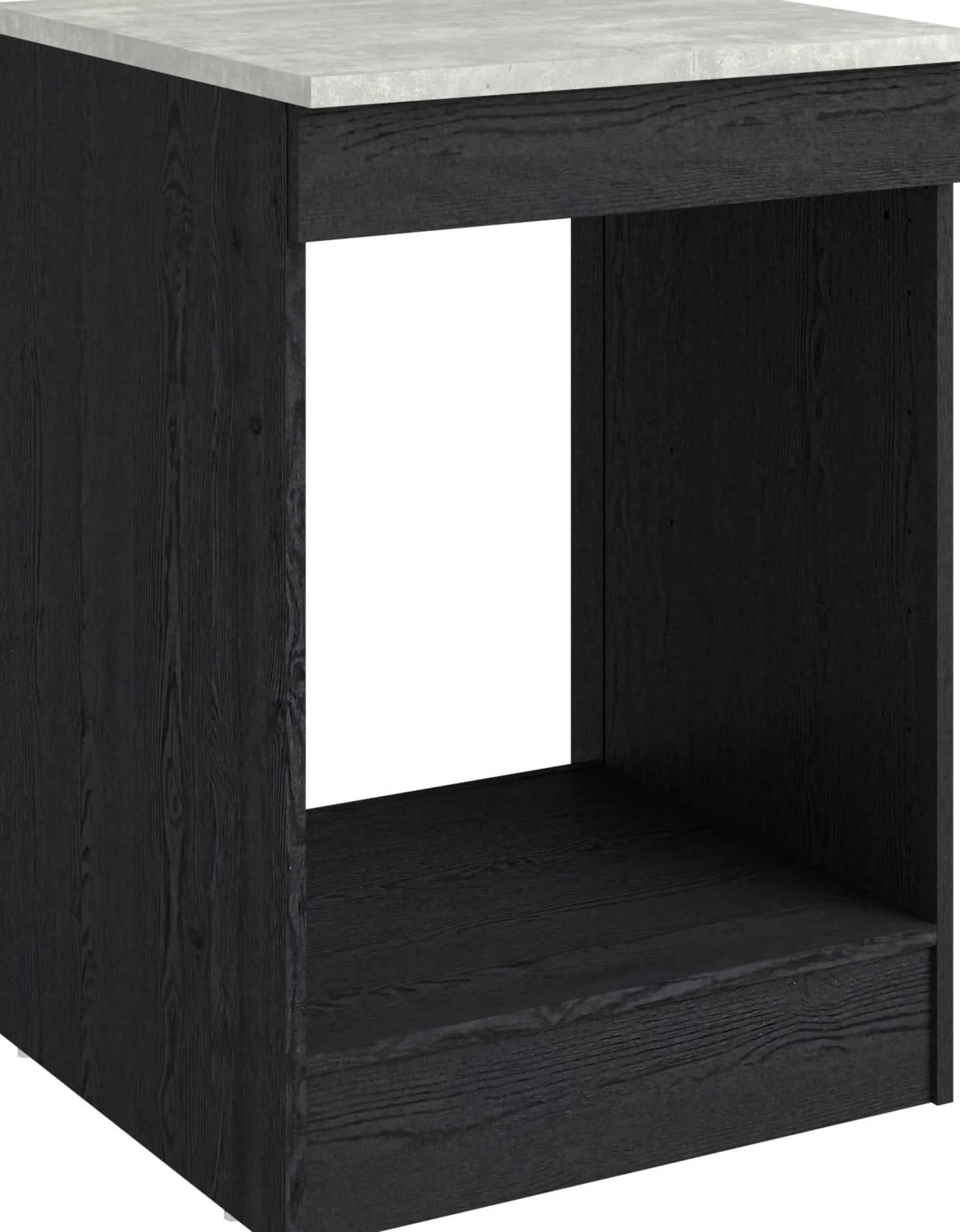 Küchenunterschrank Anna - 60x60x87cm - für Backofen oder Geschirrspüler - Eiche schwarz Dekor/weißer Stein