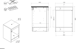 Küchenunterschrank Anna - 60x60x87cm - für Backofen oder Geschirrspüler - Eiche schwarz Dekor/weißer Stein