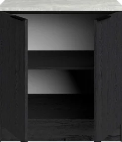Küchenunterschrank Anna - 80x60x87cm - 2 Türen - Eiche schwarz Dekor/weißer Stein