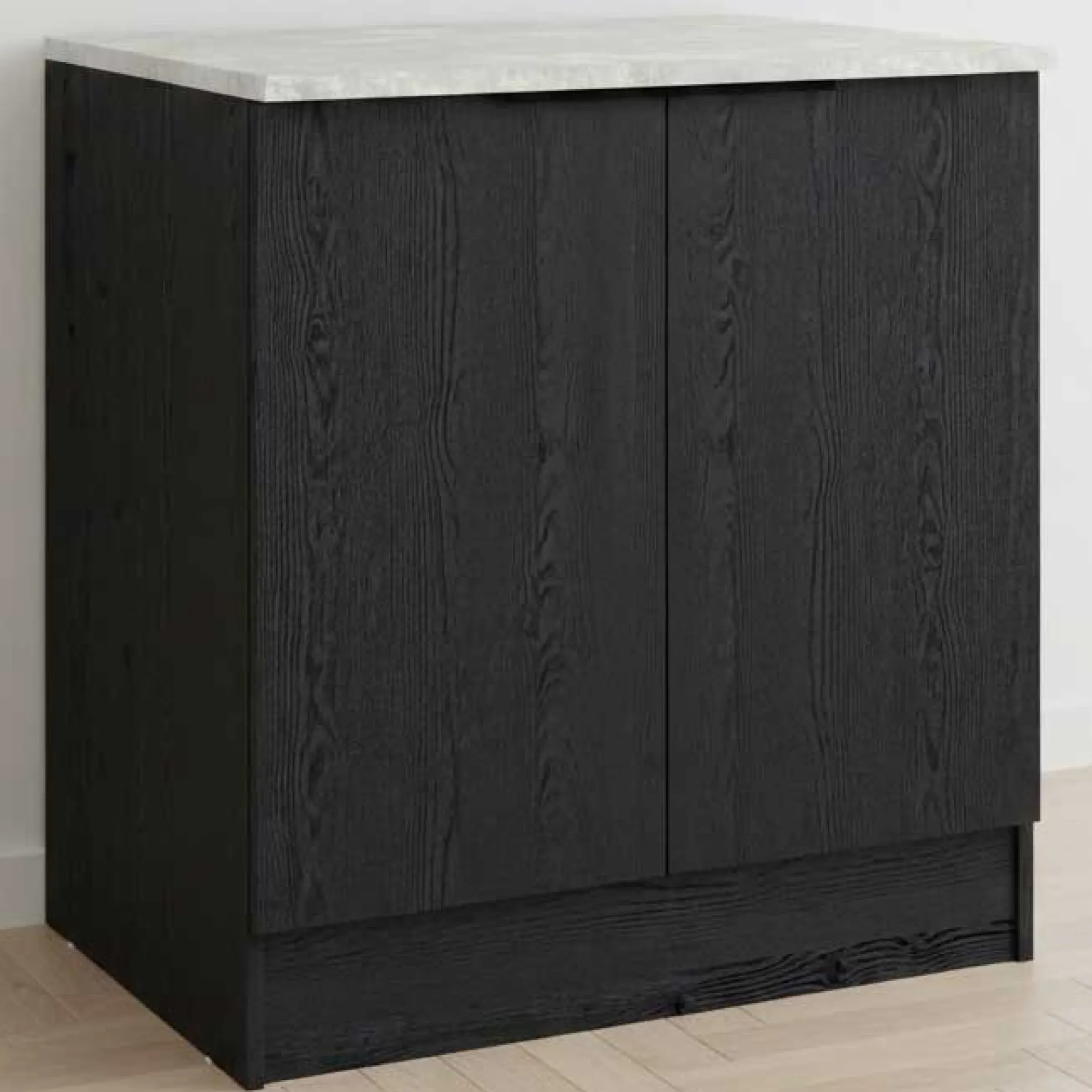 Küchenunterschrank Anna - 80x60x87cm - 2 Türen - Eiche schwarz Dekor/weißer Stein