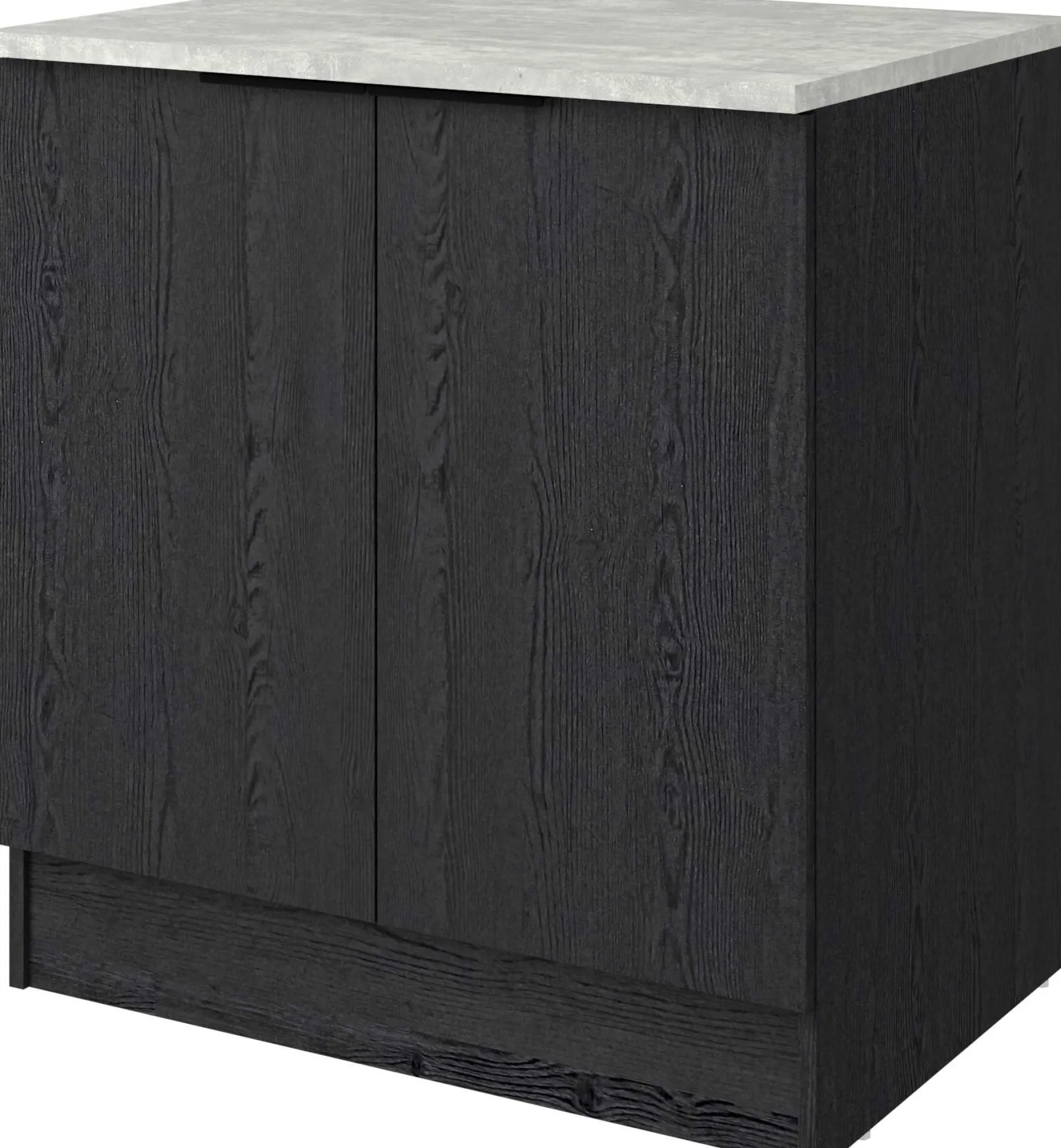 Küchenunterschrank Anna - 80x60x87cm - 2 Türen - Eiche schwarz Dekor/weißer Stein