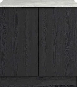 Küchenunterschrank Anna - 80x60x87cm - 2 Türen - Eiche schwarz Dekor/weißer Stein