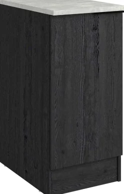 Küchenunterschrank Anna - 40x60x87cm - 1 Tür - Eiche schwarz Dekor/weißer Stein