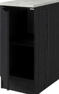 Küchenunterschrank Anna - 40x60x87cm - 1 Tür - Eiche schwarz Dekor/weißer Stein