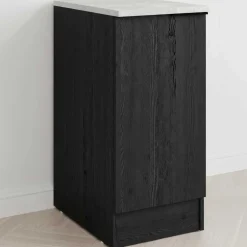 Küchenunterschrank Anna - 40x60x87cm - 1 Tür - Eiche schwarz Dekor/weißer Stein