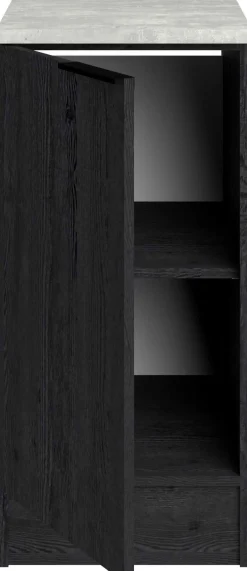 Küchenunterschrank Anna - 40x60x87cm - 1 Tür - Eiche schwarz Dekor/weißer Stein
