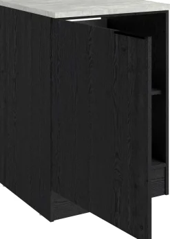 Küchenunterschrank Anna - 60x60x87cm - 1 Tür - Eiche schwarz Dekor/weißer Stein
