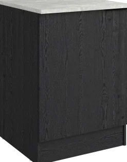 Küchenunterschrank Anna - 60x60x87cm - 1 Tür - Eiche schwarz Dekor/weißer Stein