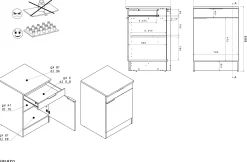 Küchenunterschrank Anna - 60x60x87cm - 1 Tür und 1 Schublade - Eiche schwarz Dekor/weißer Stein