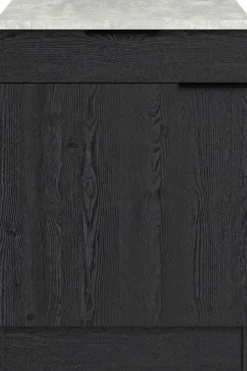 Küchenunterschrank Anna - 60x60x87cm - 1 Tür und 1 Schublade - Eiche schwarz Dekor/weißer Stein