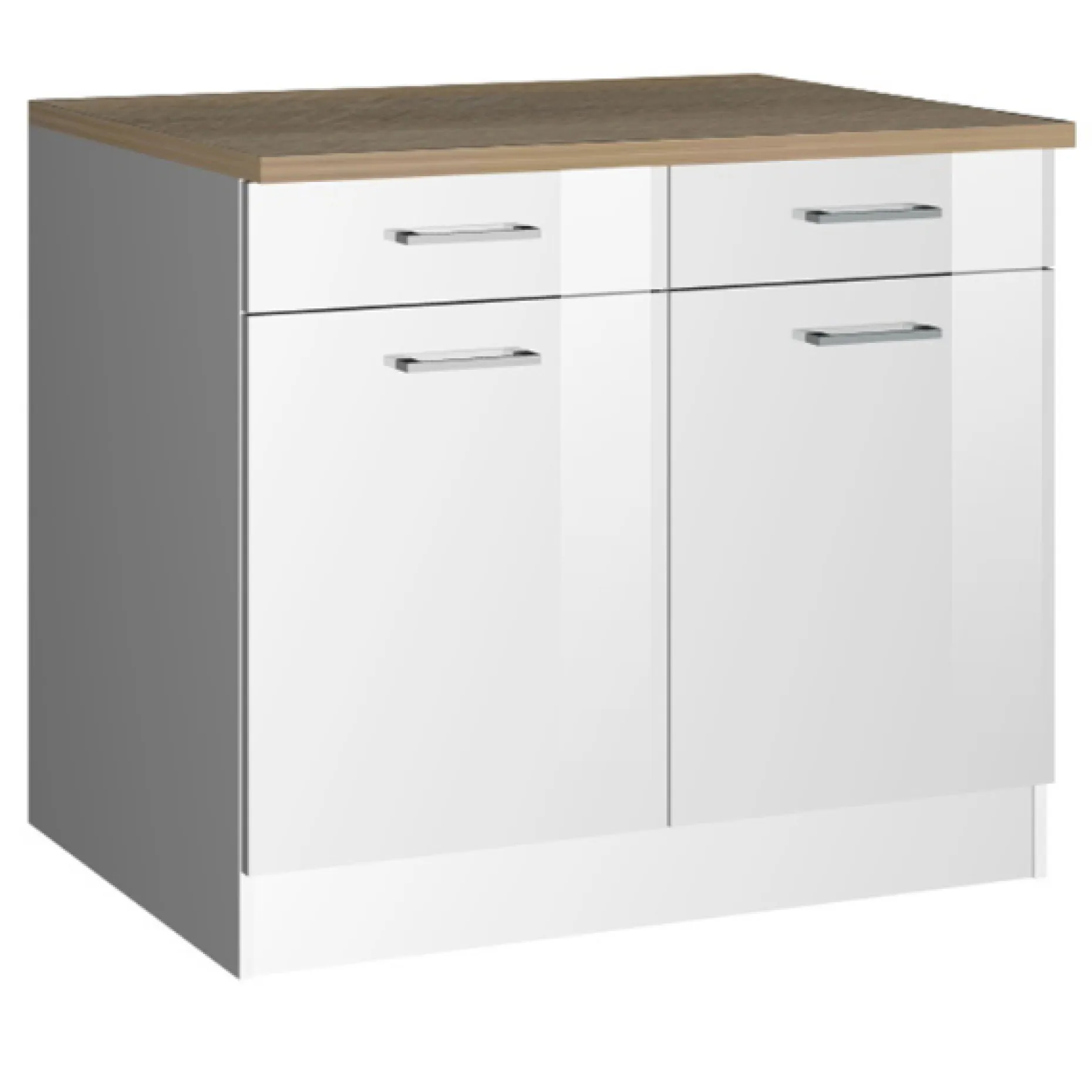 Küchenunterschrank Ragnar 100cm mit 2 Türen und 2 Schubladen - weiß