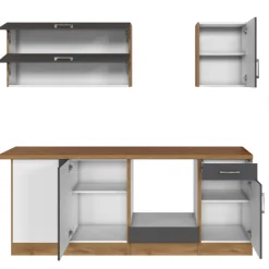 Held Küchenzeile in L-Form Sorrella 210cm mit Platz für Backofen und Geschirrspüler - anthrazit/ocker