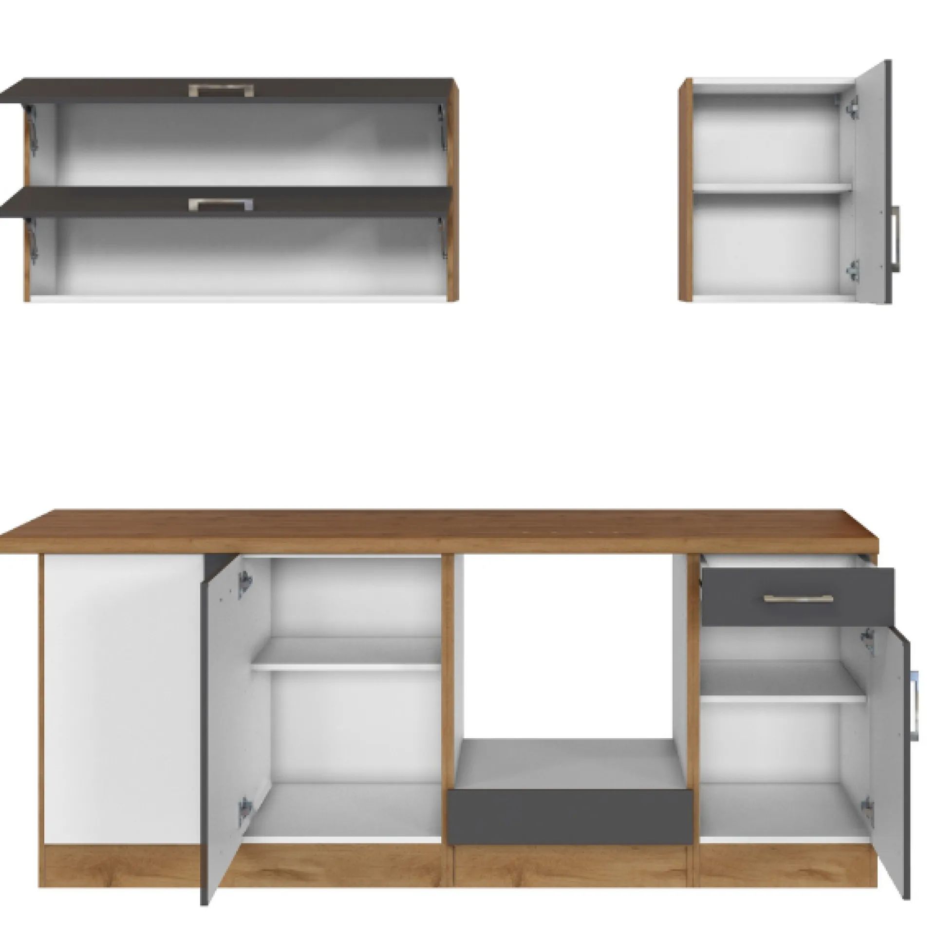 Held Küchenzeile in L-Form Sorrella 210cm mit Platz für Backofen und Geschirrspüler - anthrazit/ocker