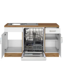 Held Küchenzeile in L-Form Sorrella 210cm mit Backofen und Geschirrspüler - weiß/Eiche